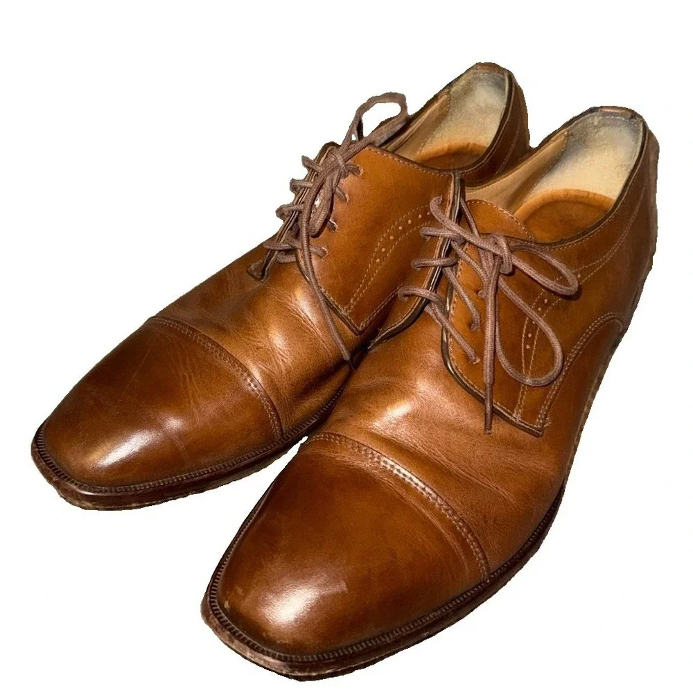 Johnson & Murphy Men's Leather Shoes Sz US 9 1/2 M Brazil Brown